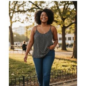 Women’s 3x Black and White Polka Dot Tank Top fully lined new